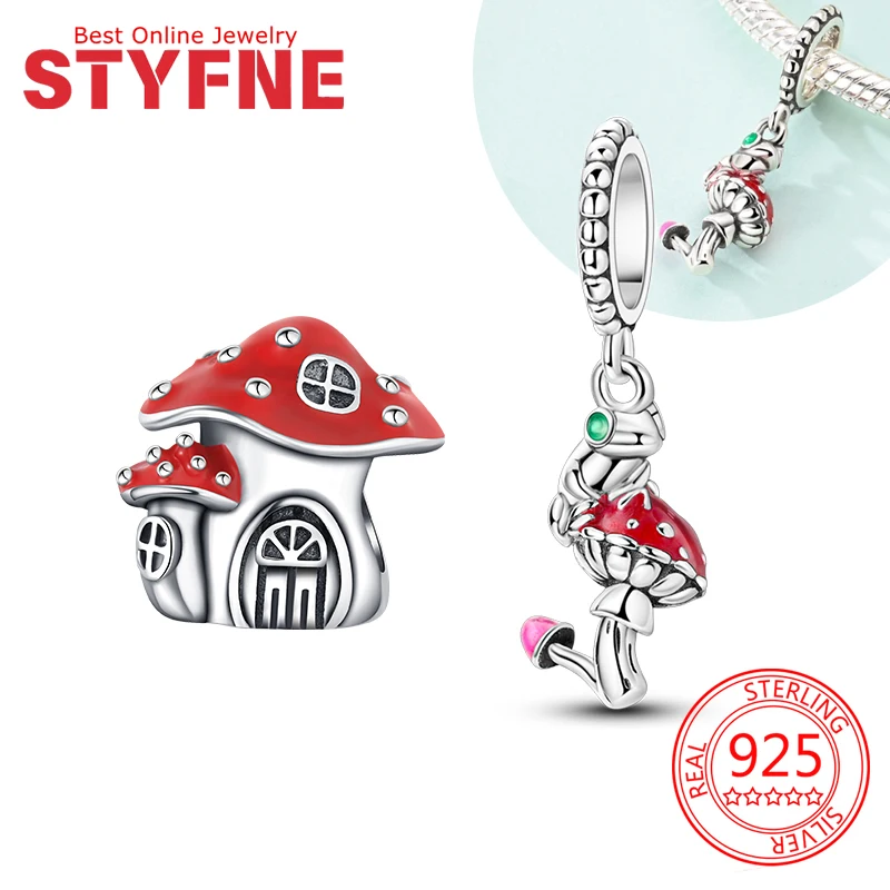 

charms silver 925 Frog and Mushroom Beads Fit Bracelet Necklace Accessories Bead Jewelry Making Fine Jewelry Gift