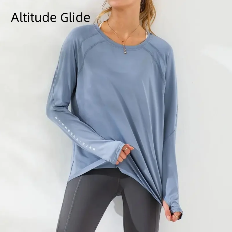 Sports top fitness long sleeve running shirt gym loose plus size yoga clothes exercise top sports yoga clothes