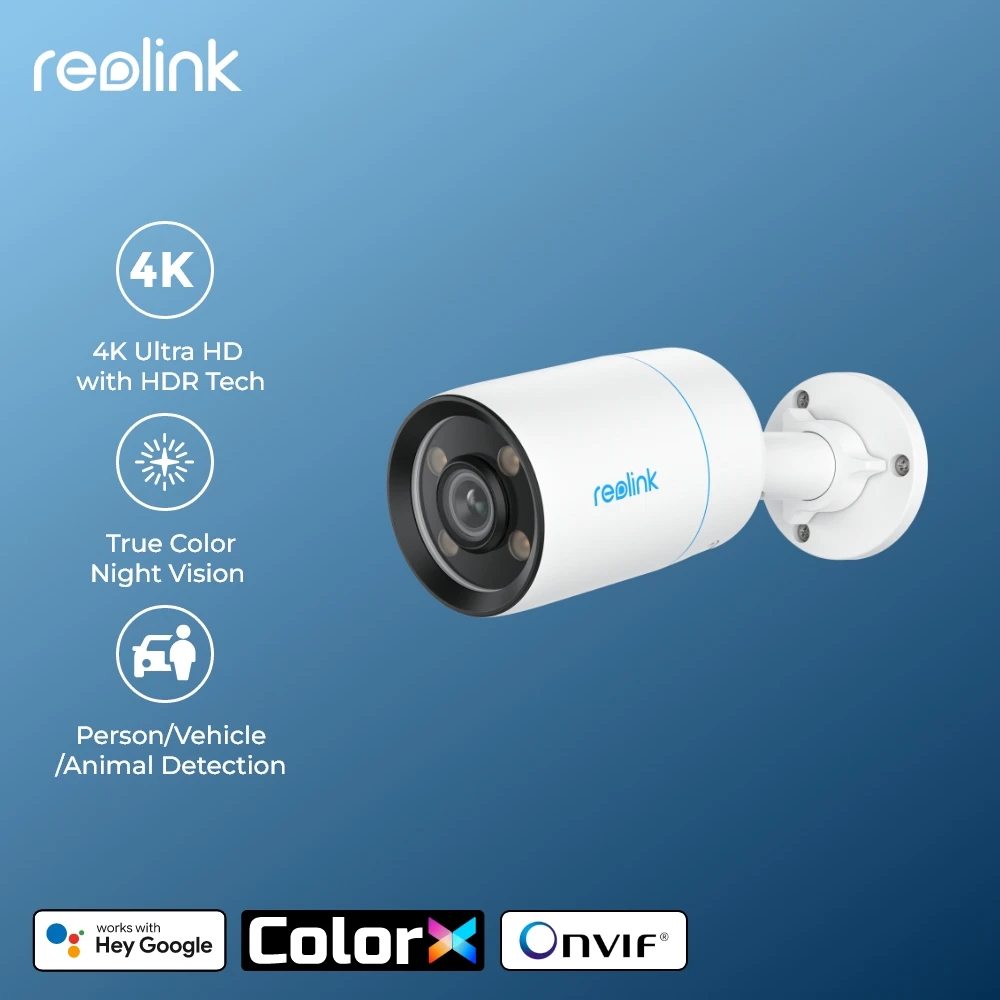 Reolink ColorX 4K 8MP PoE Outdoor Security Camera with True Color Night Vision HDR Tech Smart AI Detection 2-Way Audio IP Camera