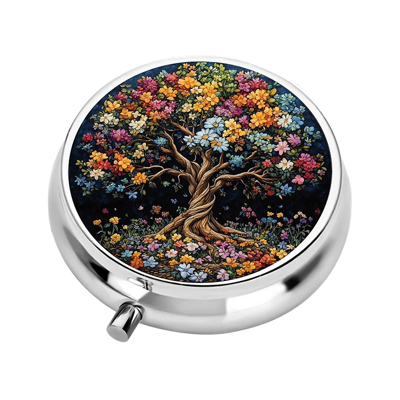 1 mini pill box with 3 compartments, floral theme, pill storage box, pill organizer, pill box suitable for wallet, ideal for wallet or other uses, a perfect unique gift, suitable for outdoor travel and office organization, organizer, wallet organizer, stylish storage box, compact design, lightweight storage bag, small storage container, multi-compartment box, office worker, gift for her