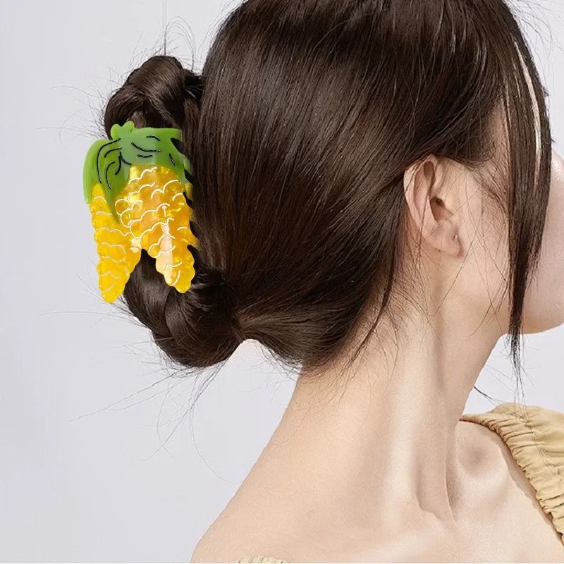 

New Fun Corn Chili Pepper Claw Clips Acetate Creative Vegetable Shark Clip Ins Crab Hair Clips Hair Accessories for Women Girls