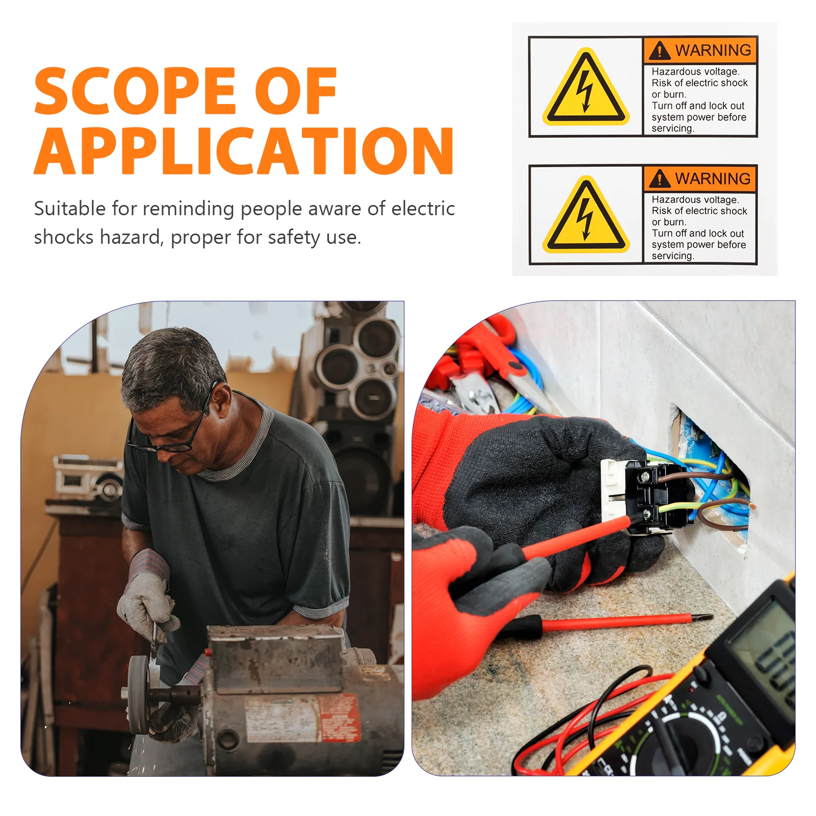 

2Pcs Voltage Warning Stickers Electric Shock Caution Signs Safety Labels for Panels Electrical Panel Labels Sign