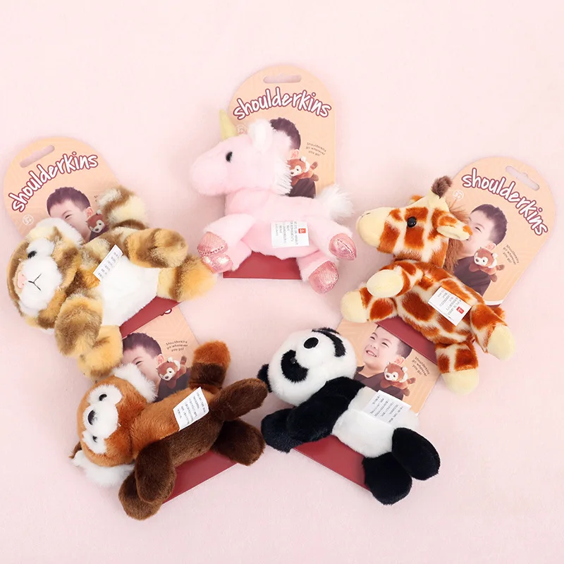 Cute Standing Shoulder Plush Doll Cartoon Magnetic Panda Parrot Turtle Doll Refrigerator Stickers Decorative Plush Toy Girl Gift