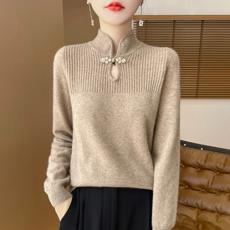 

Women Andy Velvet Stand Collar Knitwear Autumn Winter New Style Fashion Sweater Skin Friendly Warm Base Layer Top
