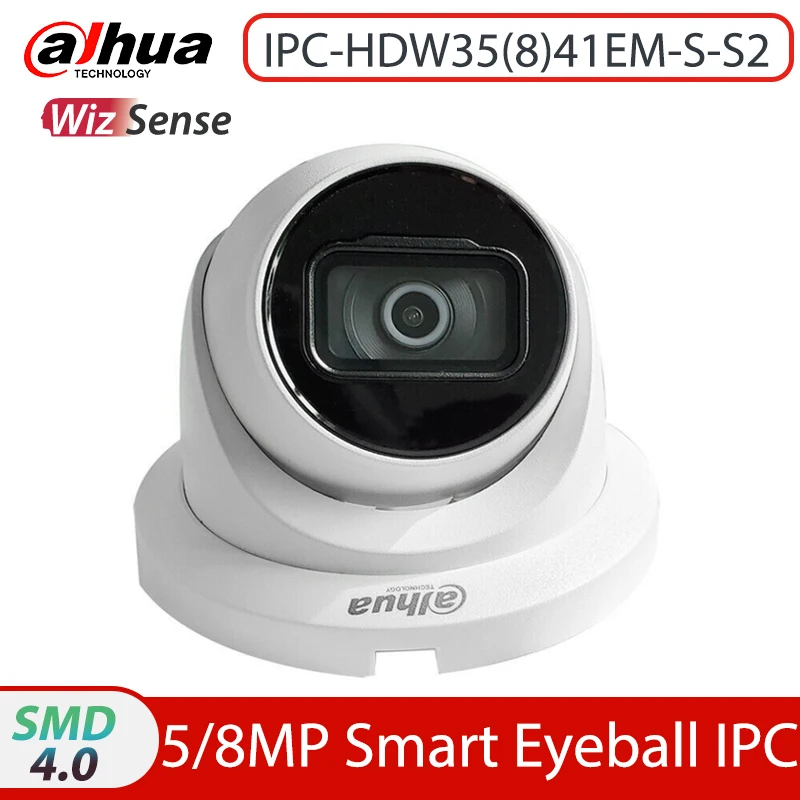 

Dahua IPC-HDW3541EM-S-S2 5MP IPC-HDW3841EM-S-S2 8MP Eyeball WizSense Network Camera POE Built in MiC&SD Card Slot IP67 AI Camera