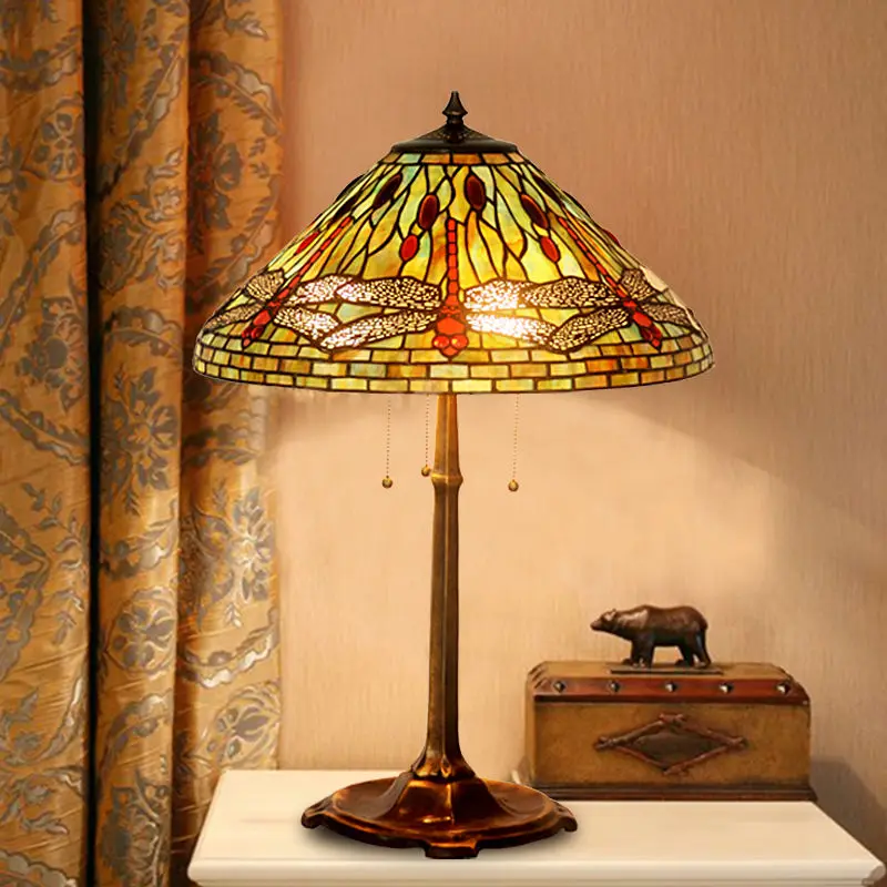 [Umbrella Dragonfly] 20 inches, all-copper classic nostalgia, retro classic living room, art decoration large table lamp
