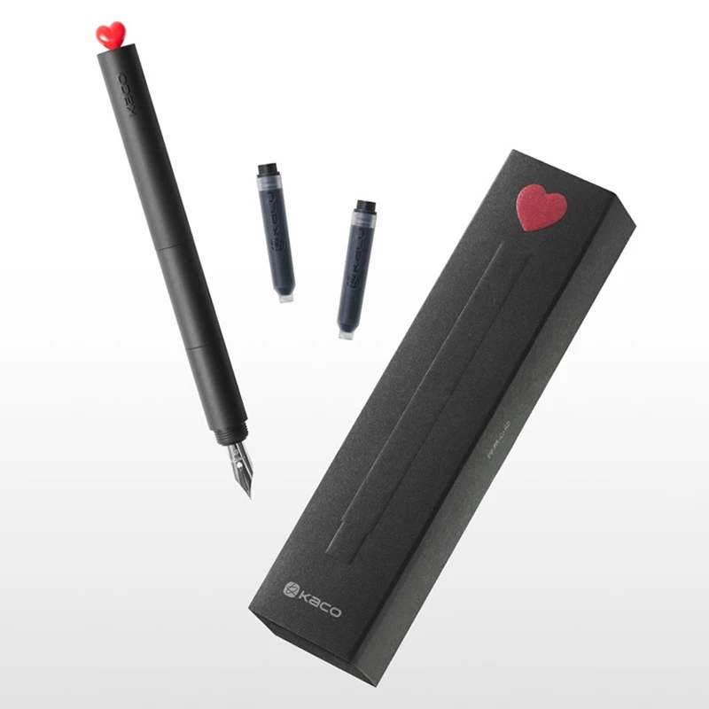

Kaco Cute Fountain Pen Set Creative 3d Red Heart Engraved Surprise Leakproof Ef Nib With 2 Ink Sacs Fountain Pens Stationery