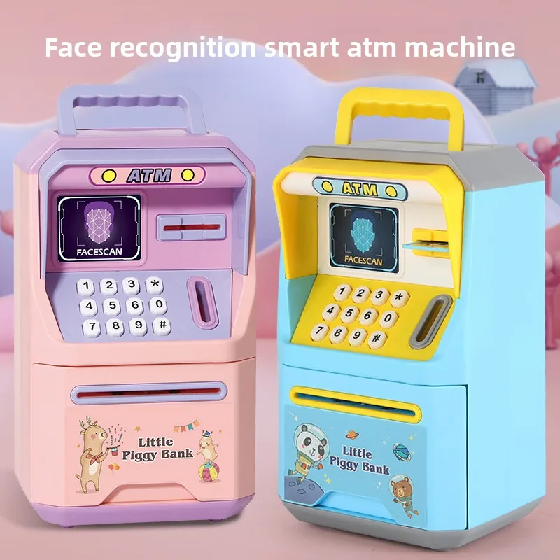 Simulated Smart ATM Money Box Only In No Out Face Recognition Children Large Anti-Fall Password Money Box