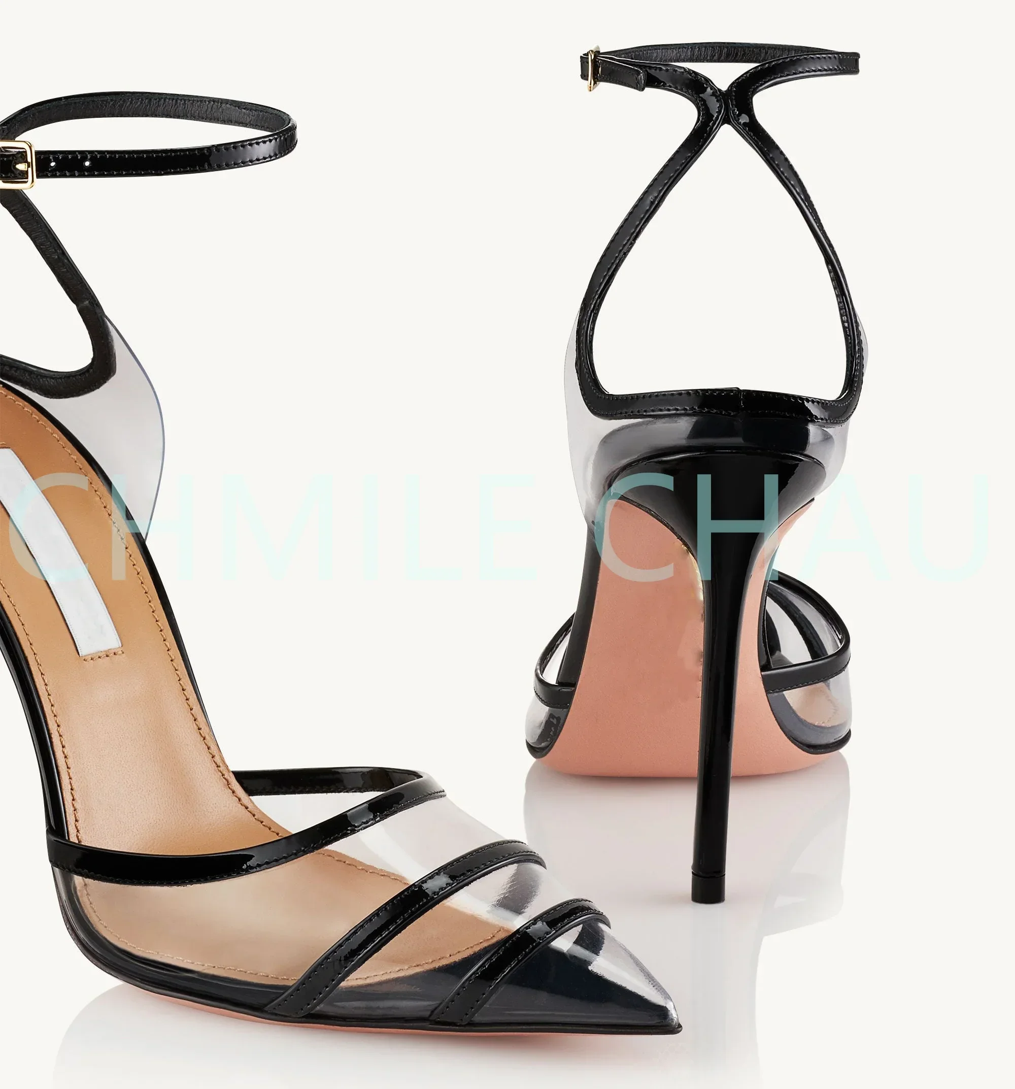 【Measure your feet length before order】Luxry Designer Women Sandal Pointy Toe Stiletto High Heel Dress Plus Size Shoes 79-CHC-30