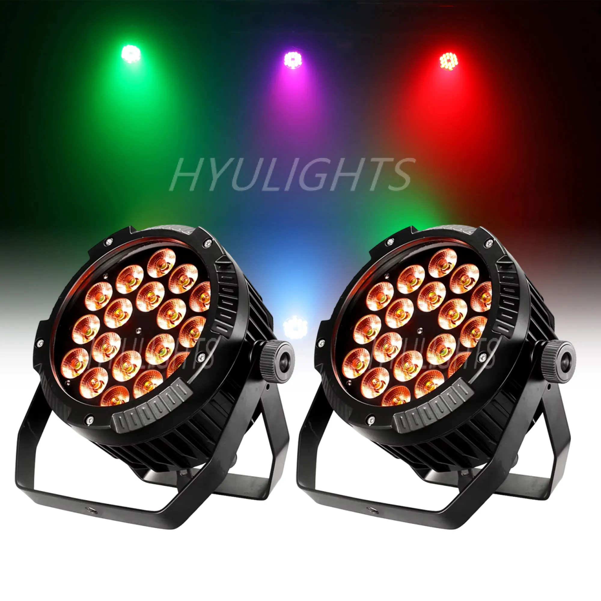 2pcs IP65 Waterproof Stage Effect Aluminum Led Par 18x18W RGBWA UV 6in1 DMX512 Outdoor Down Light DJ Equipment Disco Wash No Noise