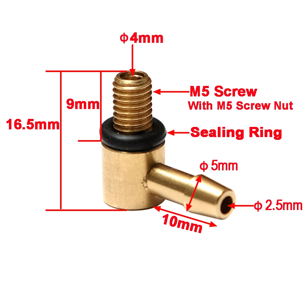 2 PCS M5 90 Degree L- Type Copper Water Cooling Nozzle Oil Fuel Inlet Nozzles for RC Gasoline Jet Boats Engieen Tank Parts