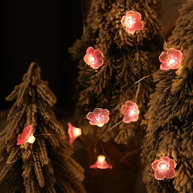 3m 30leds flor de cerejeira luzes da corda de fadas rosa flor lâmpadas alimentadas por bateria para decoração ao ar livre guirlanda de natal