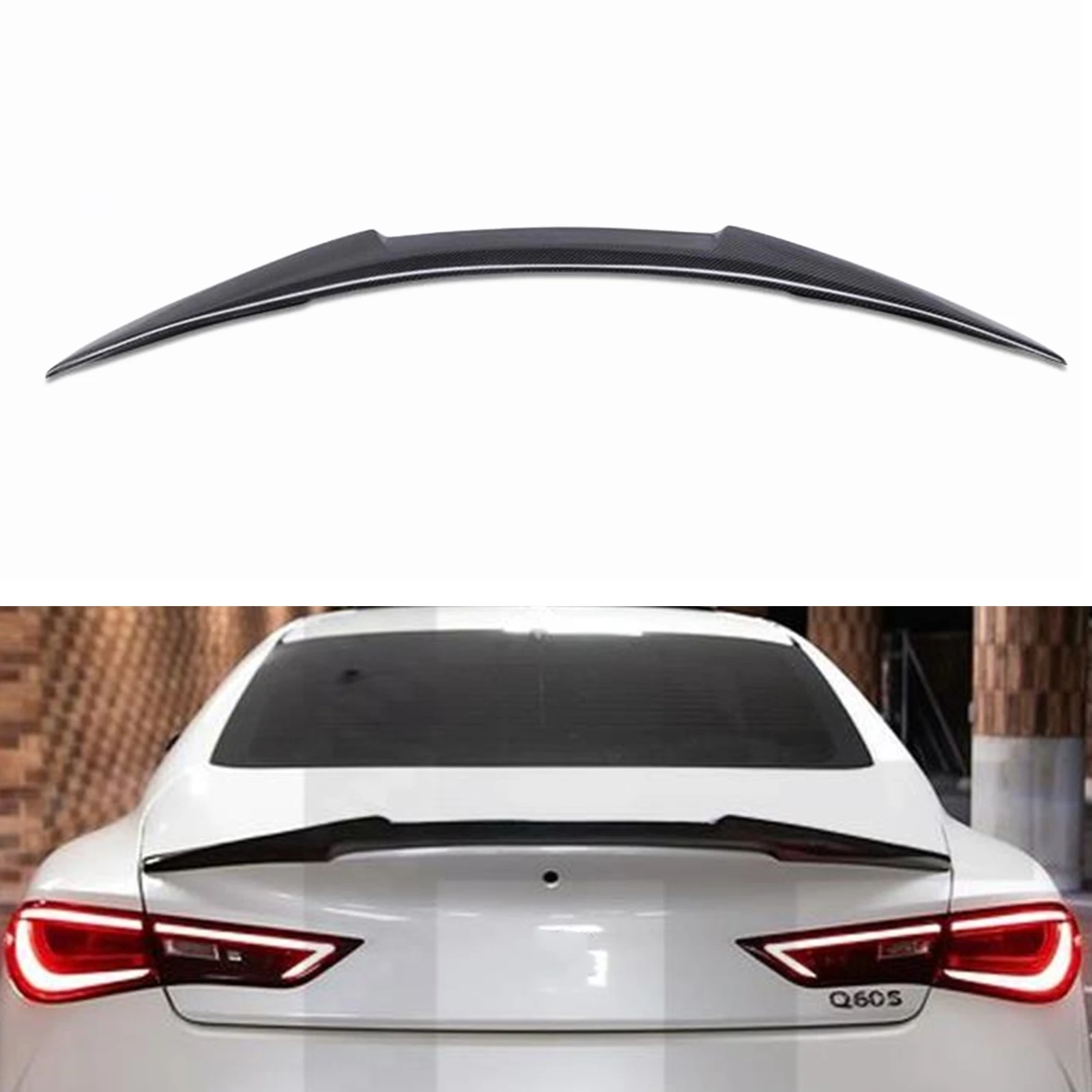 

For Infiniti Q60 Q60S Coupe 2016-2023 M4 Style Rear Trunk Lid Spoiler Wing Real Carbon Fiber Tailgate Trim Splitter Decklid Lip