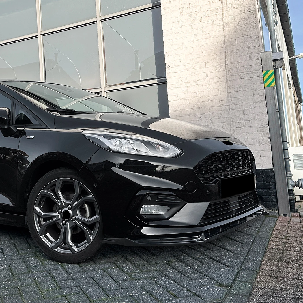 Para ford fiesta mk8 st line 2017-2020 amortecedor dianteiro do carro spoiler exterior guarda modificado brilho preto abs lábio divisor corpo kit