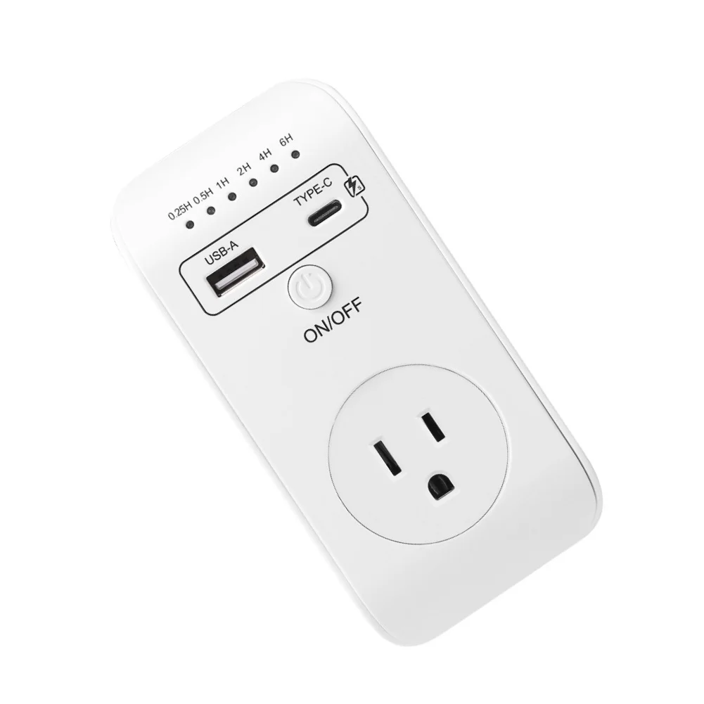USB Charging Socket Timer Outlet Intelligent Time Control Compact Design ABS Material For Smartphones As Shown