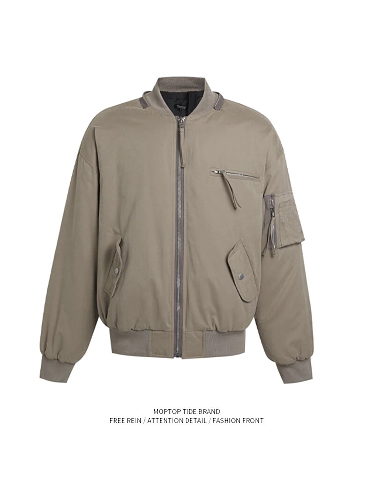 

Мужская куртка-бомбер Mr. WH Flight Jaet с множеством карманов на молнии, свободного кроя, модная, для пар, из полиэстера, ветрозащитная, с длинными рукавами