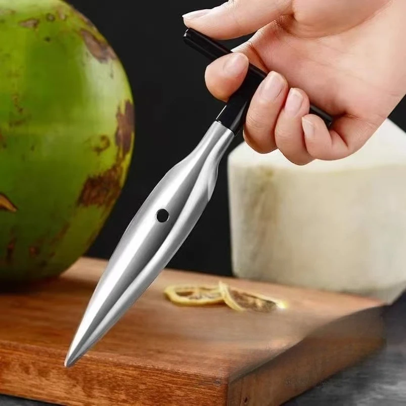 Stainless Steel Coconut Opener with Anti-slip Handles Household Kitchen Tools Coconut Knife Save Labour Coconut Punching Tool