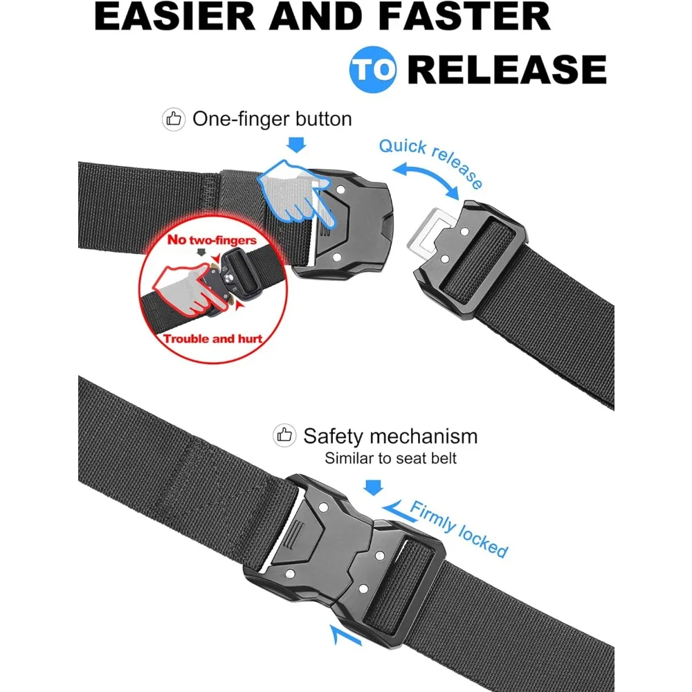 Taktischer Gürtel mit ick-Release, Militärarbeit, 1,5 Zoll Nylon-Web-Wandergürtel mit robuster Sicherheitsgurt-Schnalle