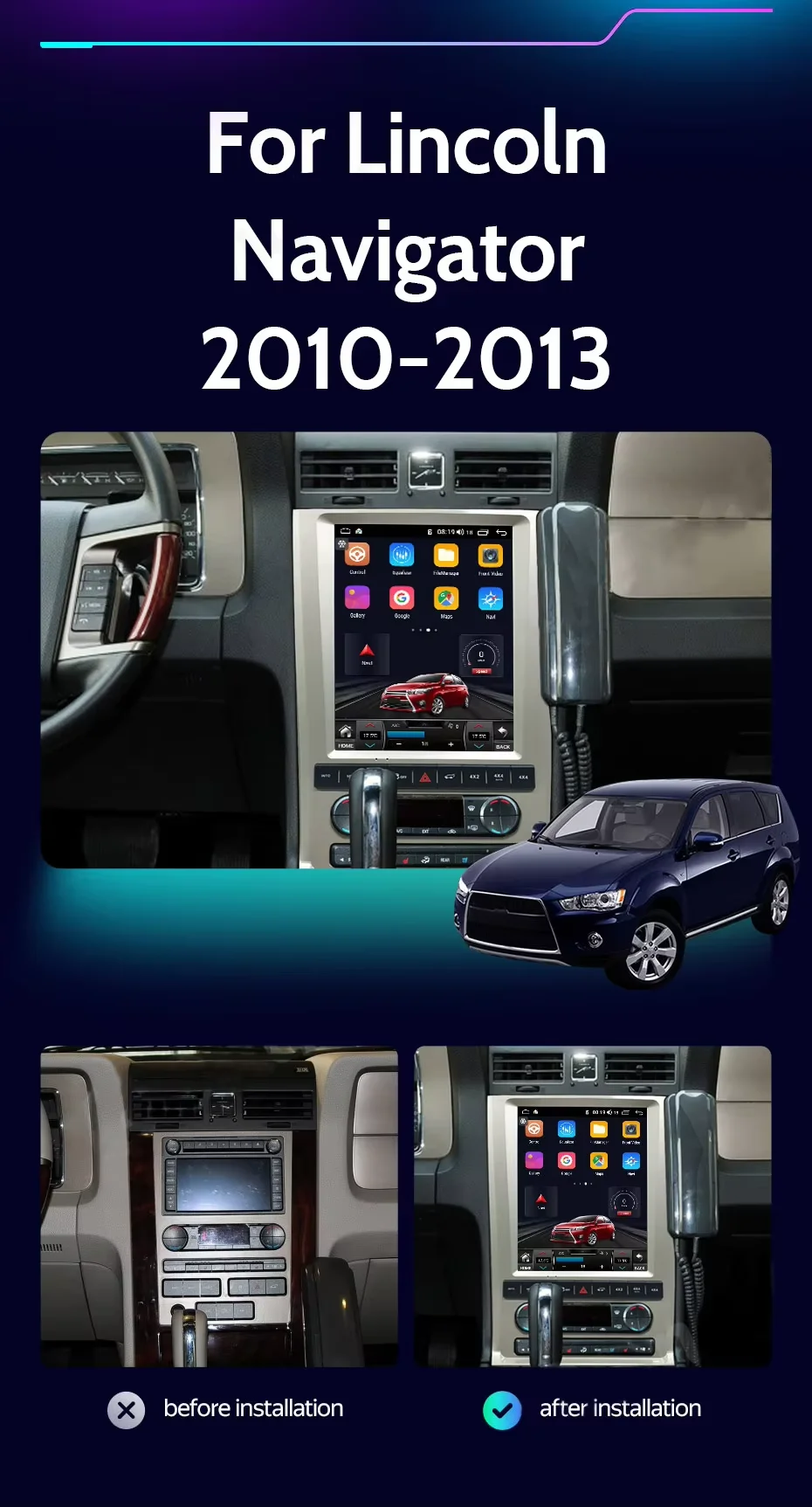 

Android 12 Car Radio For Lincoln Navigator 2010 2011 2012 2013 Carplay Video Receiver Central Multimedia Player Stereo Head Unit