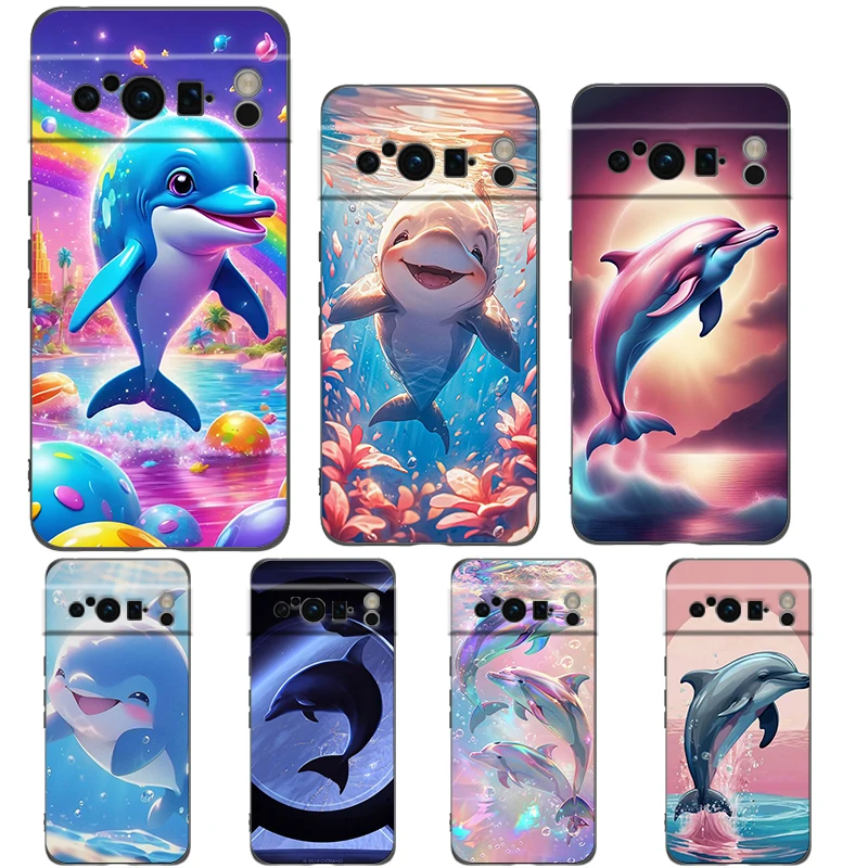 حافظة هاتف لهاتف جوجل بيكسل 9 8 7 6 9A 8A 7A 6A Pro 10 9 Pro XL حافظة ناعمة من البولي يوريثان مقاومة للصدمات Capas Ocean Animal Dolphin Coque