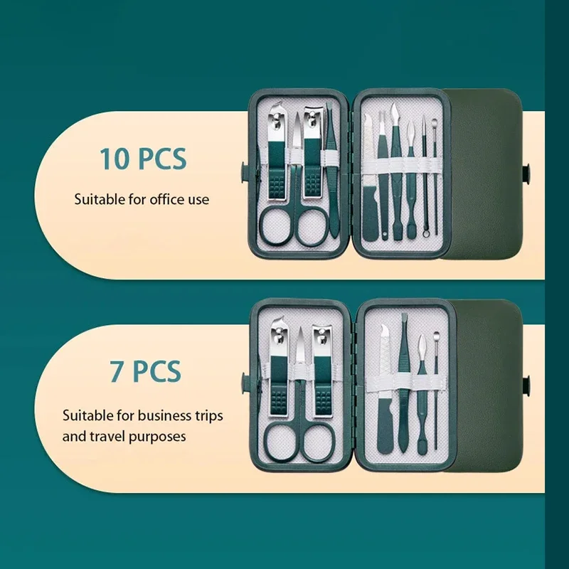 مجموعة مانيكير احترافية مع حقيبة سفر جلدية ، مجموعة كليبرز الأظافر ، أدوات العناية بالأظافر من الفولاذ المقاوم للصدأ للرجل والمرأة ، 7-18: