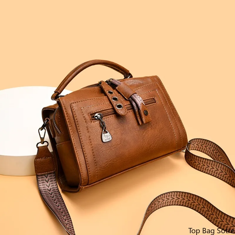 Women's Vintage Convertible Boston Shoulder Bag Structured Top Handle Crossbody Handbag Summer Casual