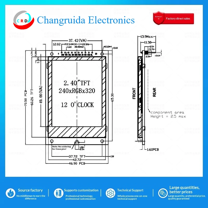 2.4-inch TFT LCD screen ST7789 small  240x320 display LCD with font module SPI