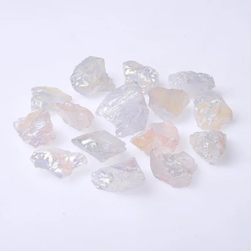 50G/Bag 2-3pcs Natural White Crystal Clear Quartz Aura Colorful Raw Stone Unpolished Healing Gemstone