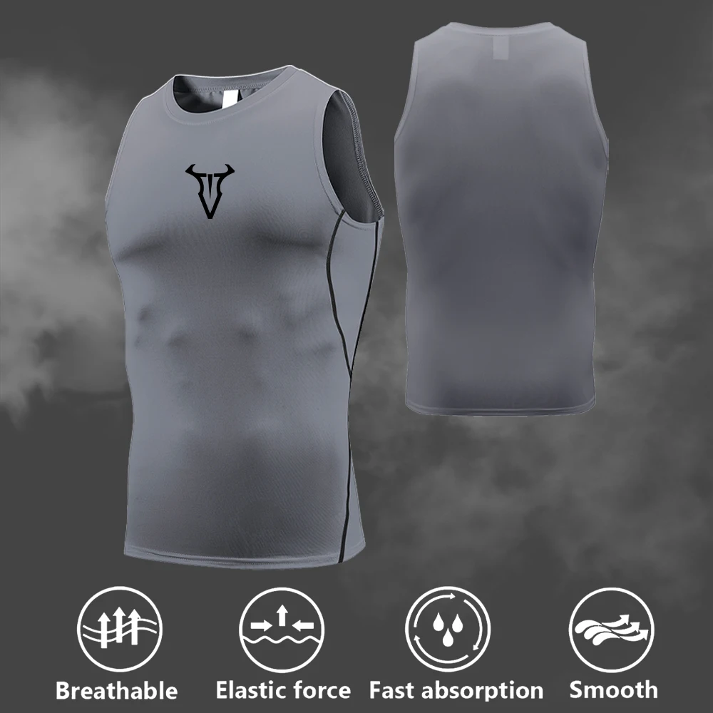 Men's Casual Quick Dry Sleeveless Vest With Simple Bull Head Print Summer Fitness Cycling Breathable Top 2026 New Arrival