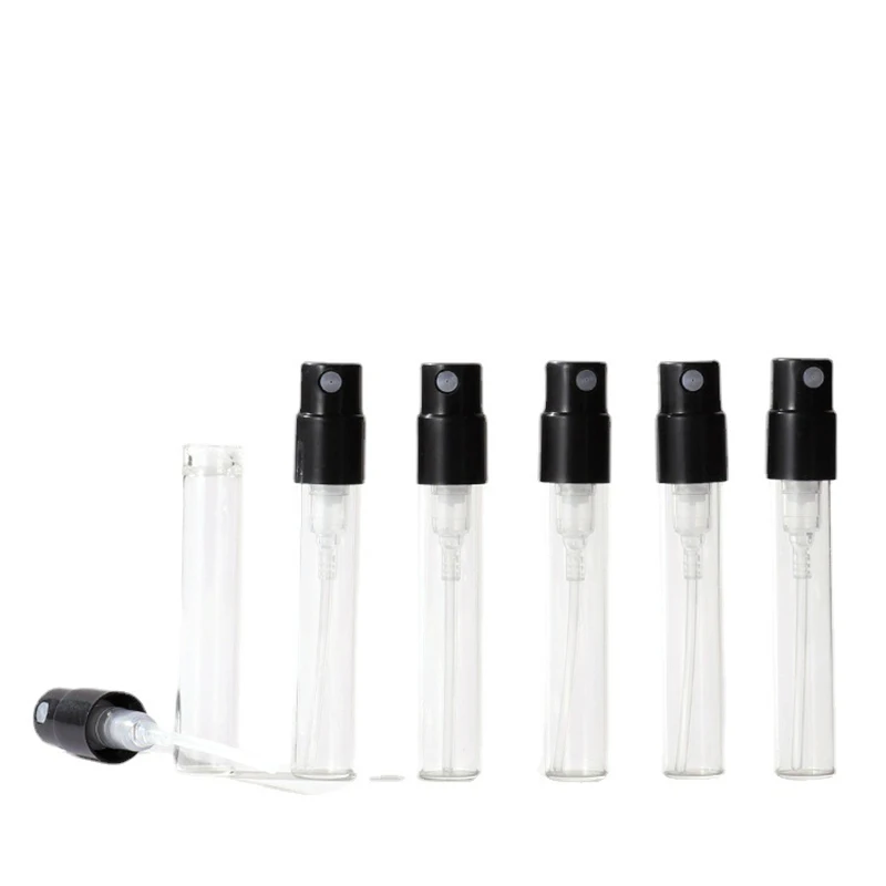 1.8ml 2.5ml Atomizer Glass Perfume Sample Bottle With Black Lid Cosmetic Perfume Bottles In Stocks