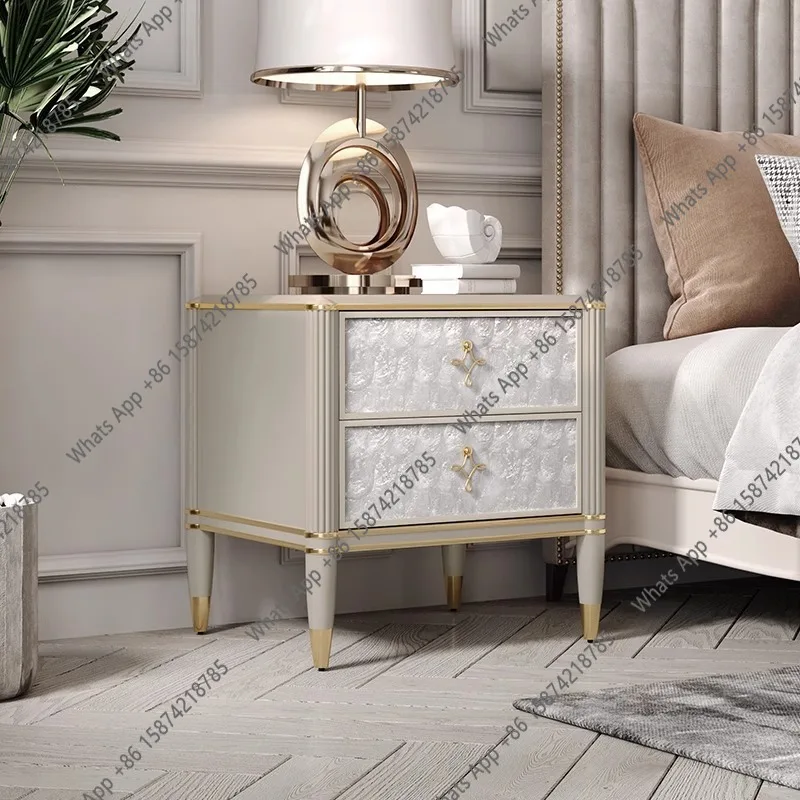 Light luxury bedside table American bedroom solid wood small shell locker modern simple high-end new bedside table