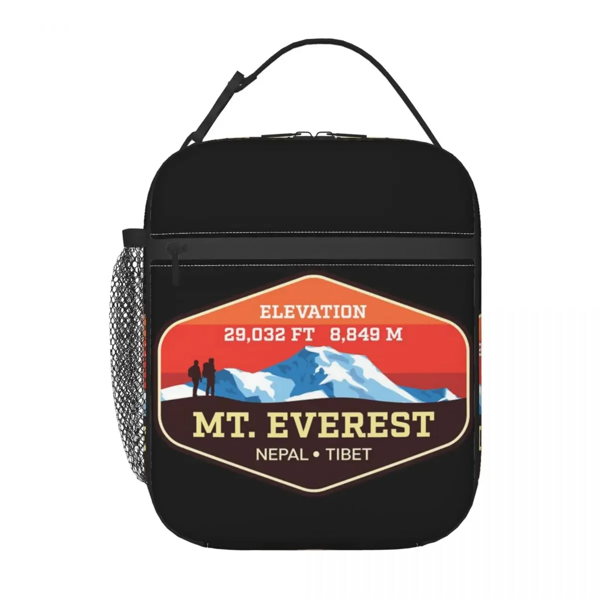 Mt Everest Nepal Tibet Colorful Mountain Trekking Badge Insulated Lunch Bag Children Portable Food Boxes Thermal Lunch Box Tote