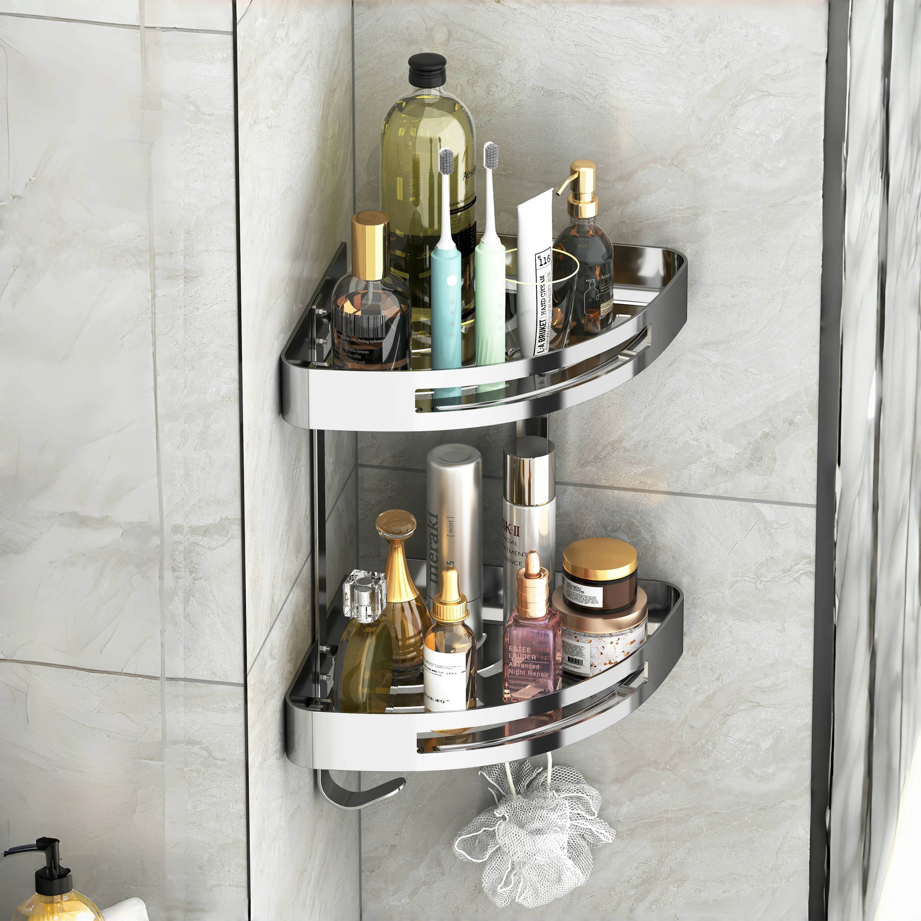 Bathroom Accessories Kitchen Shelf Shower Ball Rack Stainless Steel Bathroom Tripod with 3 Layers