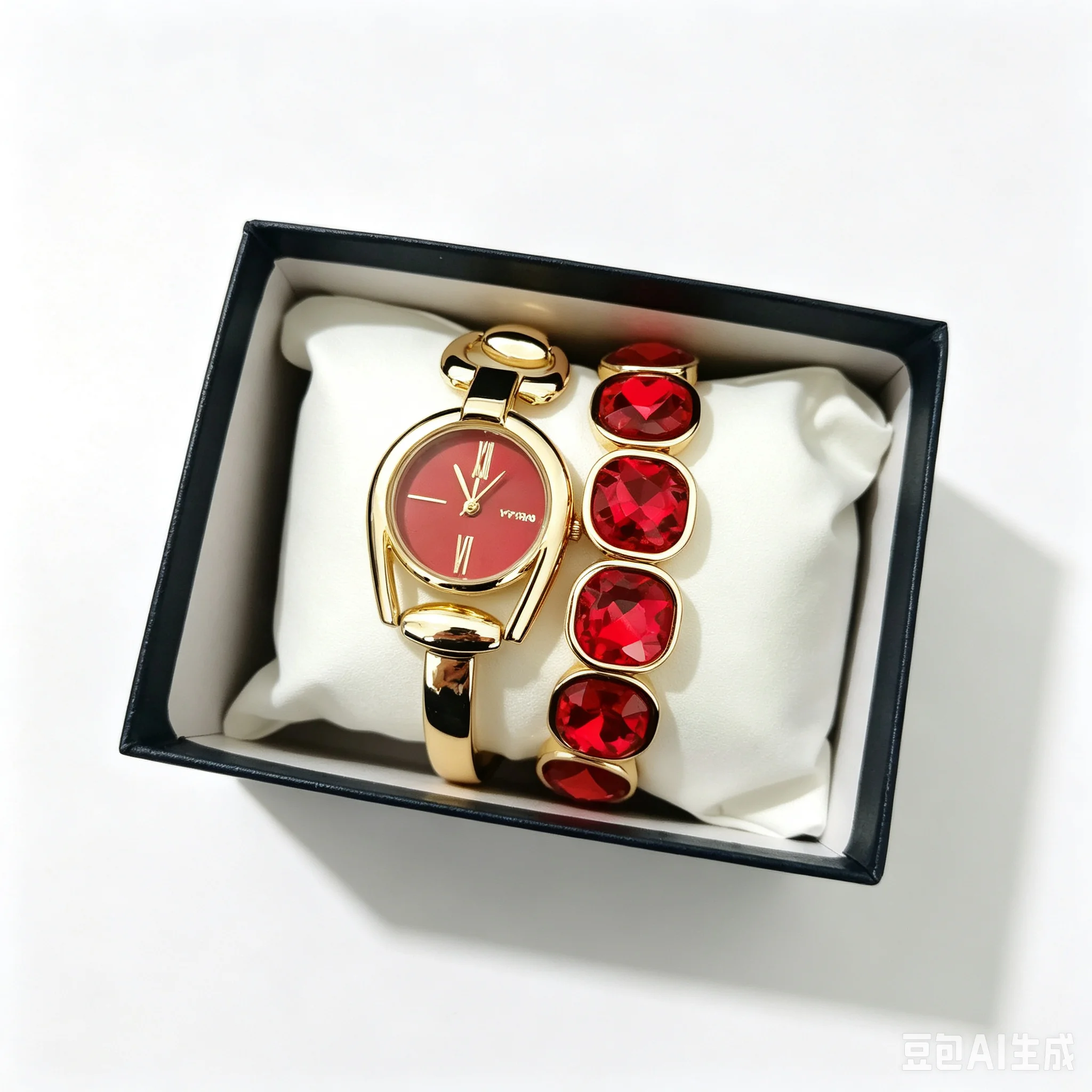 Gold Simple Geometric Quartz Watch For Women 1 Set Of Crystal Matching Watch Set Birthday Gift with Gift Box