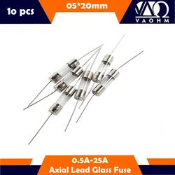 10 PCS 5*20mm Axial Lead Glass Fuse Fast Blow 0.5A 1A 1.5A 2A 3A 3.15A 4A 5A 6.3A 7A 8A 10A 12A 12.5A 15A 20A 25A 250V