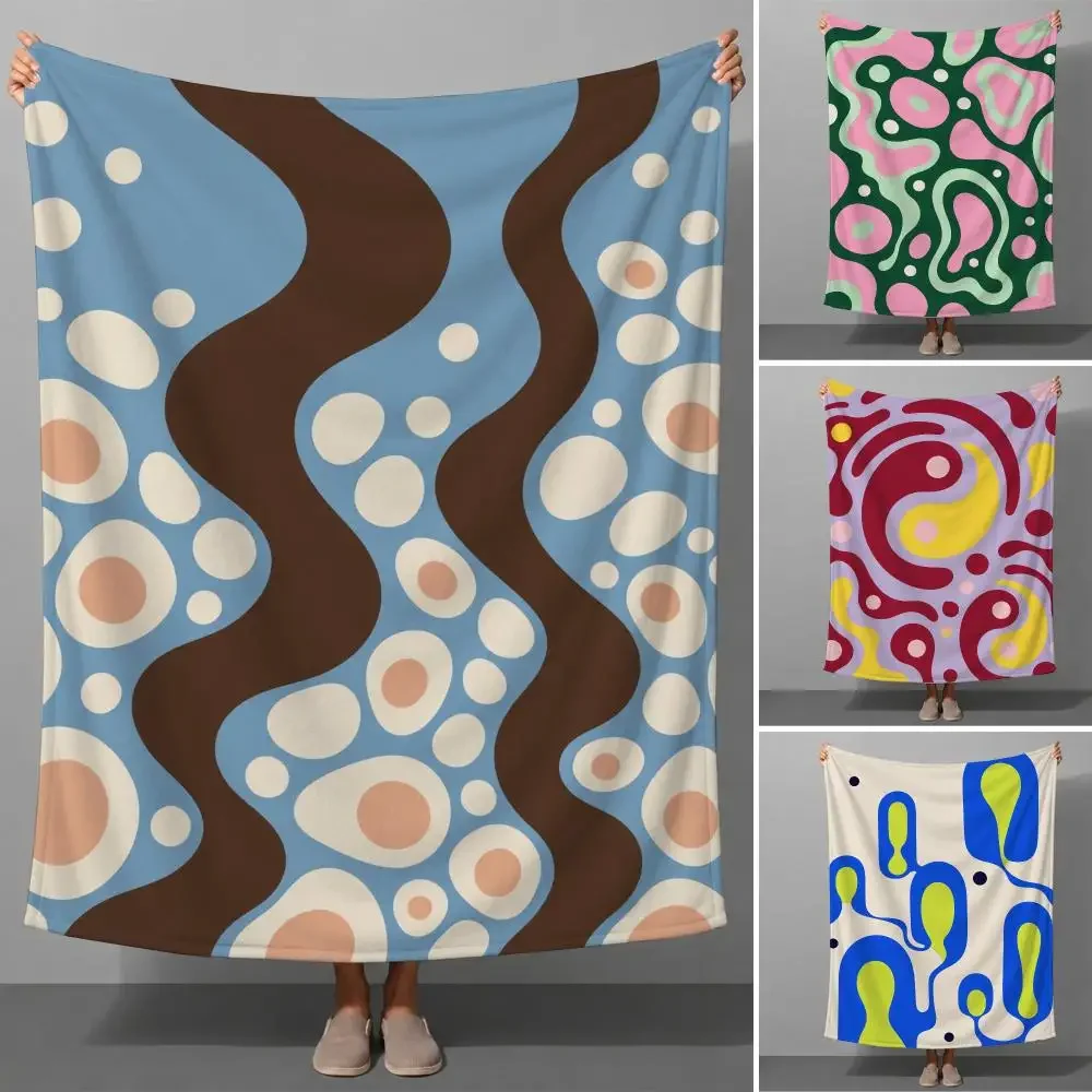 Pattern Retro Liquid Wave Abstract Groovy Psychedelic Throw Soft Flannel Throw Blanket Warm Couch Bed Sofa pets Cozy All Season