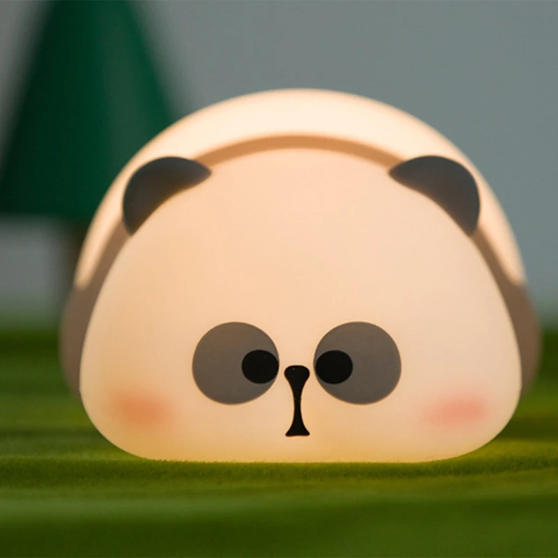 Лампа для животных в виде панды, мягкая лампа, 3-уровневый силиконовый сенсорный ночник с регулируемой яркостью для декора комнаты