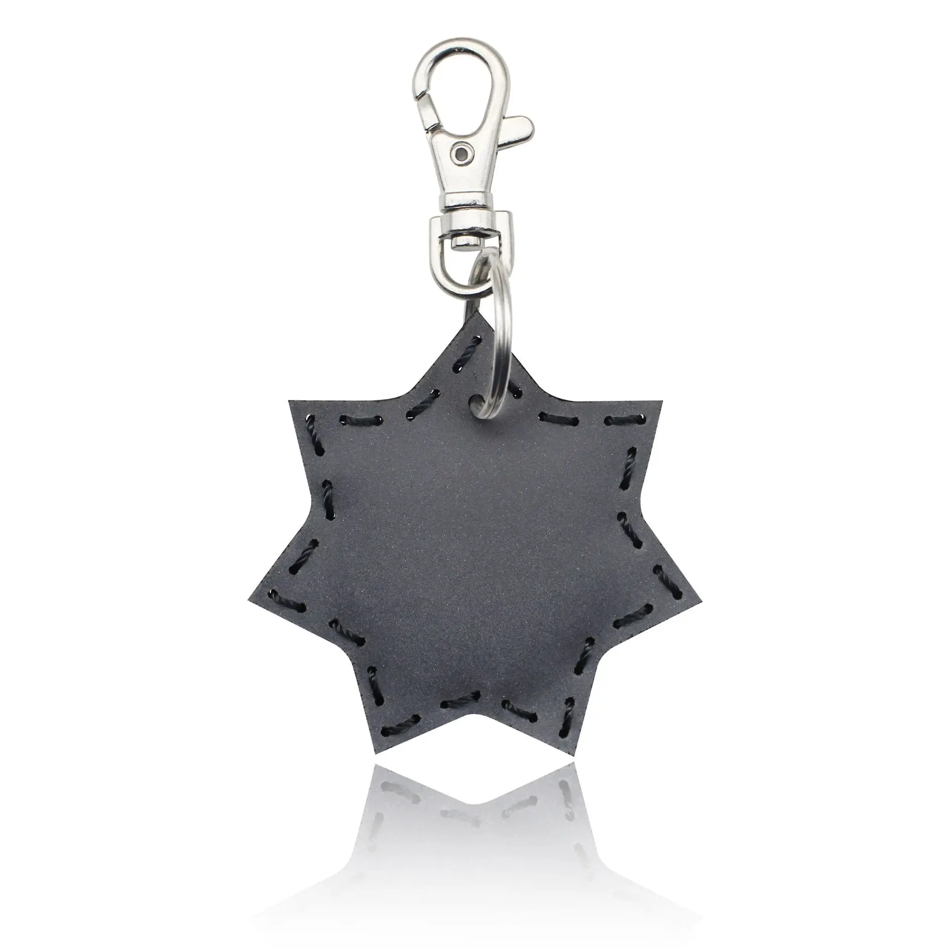 Night Light Reflective Leather Pendant Geometry Love Round Rectangle Filled Cotton Pad Stitch Keychain