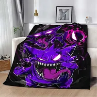 Japanese Anime Pokemon Gengar HD Cartoon Plush Blanket for Bed Sofa Soft Flannel Throw Fluffy Children Picnic Blankets Kids Gift