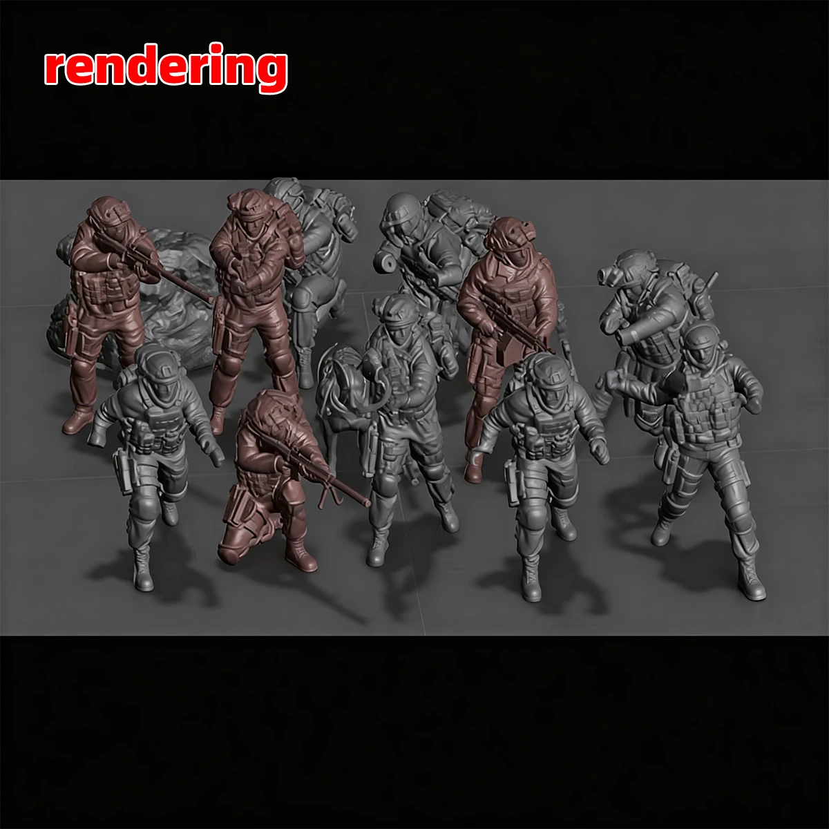 Maßstabsgetreuer Miniaturmodellbausatz aus Kunstharz, 3D-Modelle moderner Soldaten, U.S. Navy SEALs mit Polizeihund-Figuren, 6-teiliges Set, 1/35, 1/48, 1/72 – Detail 2