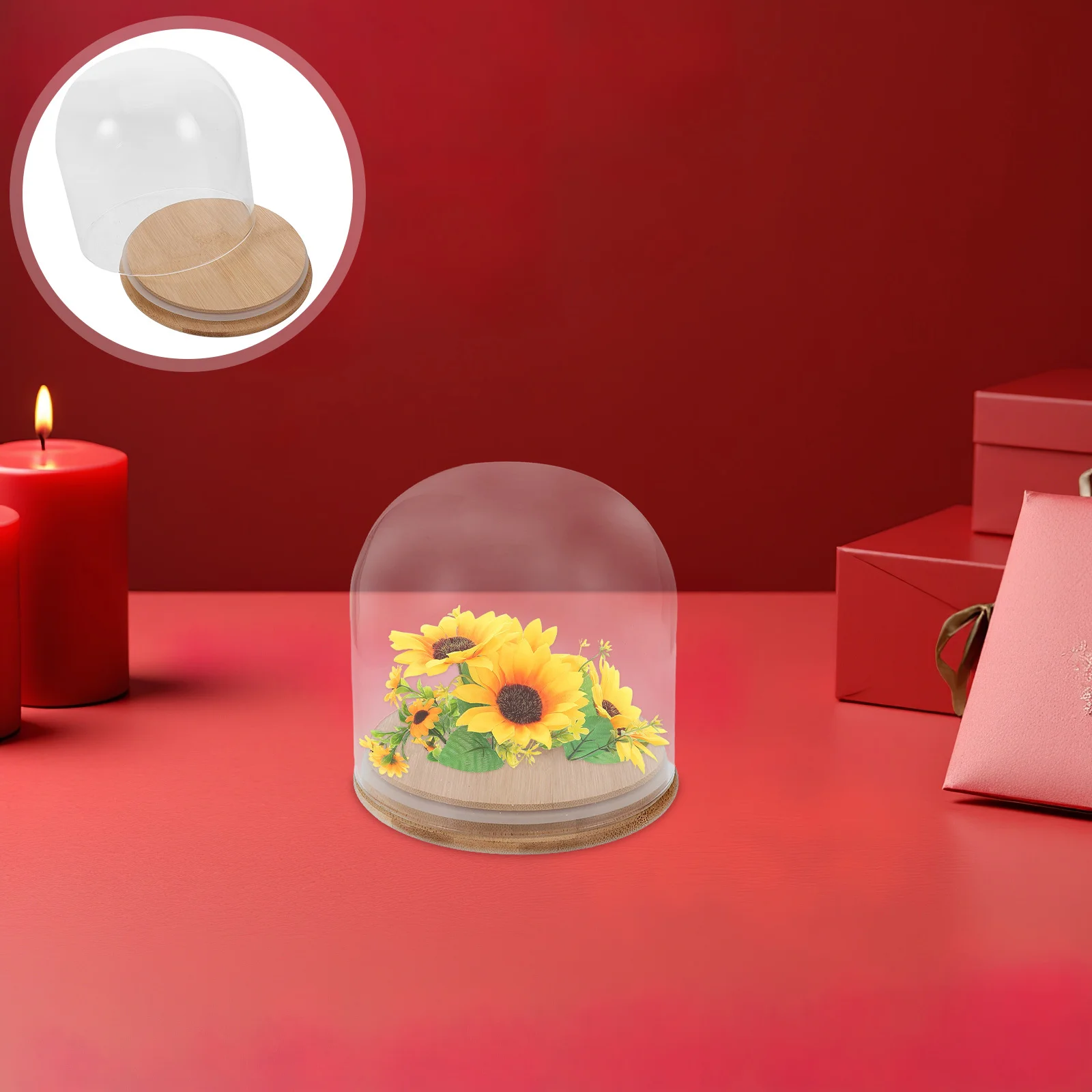 

Transparent Glass Dome Cloche with Base - Bell Shaped Display Jar for Preserved Flowers Collectibles Home Office Aesthetic