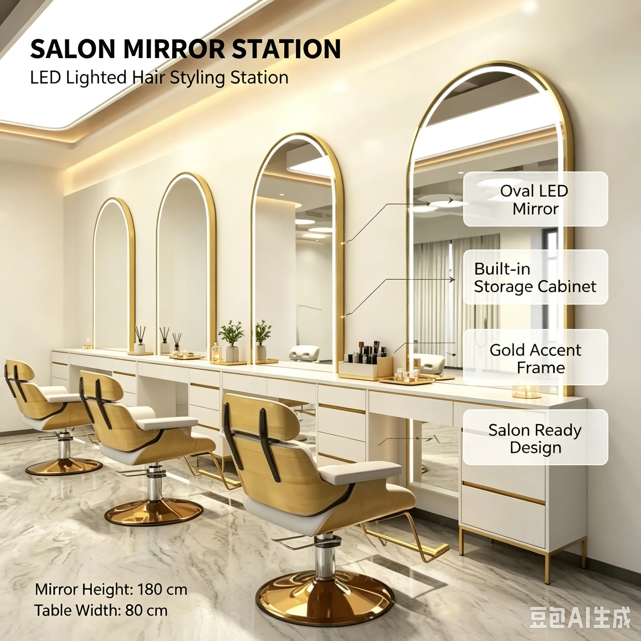 SCY barber shop mirror hair salon special three-sided mirror table hair salon cutting floor perm mirror