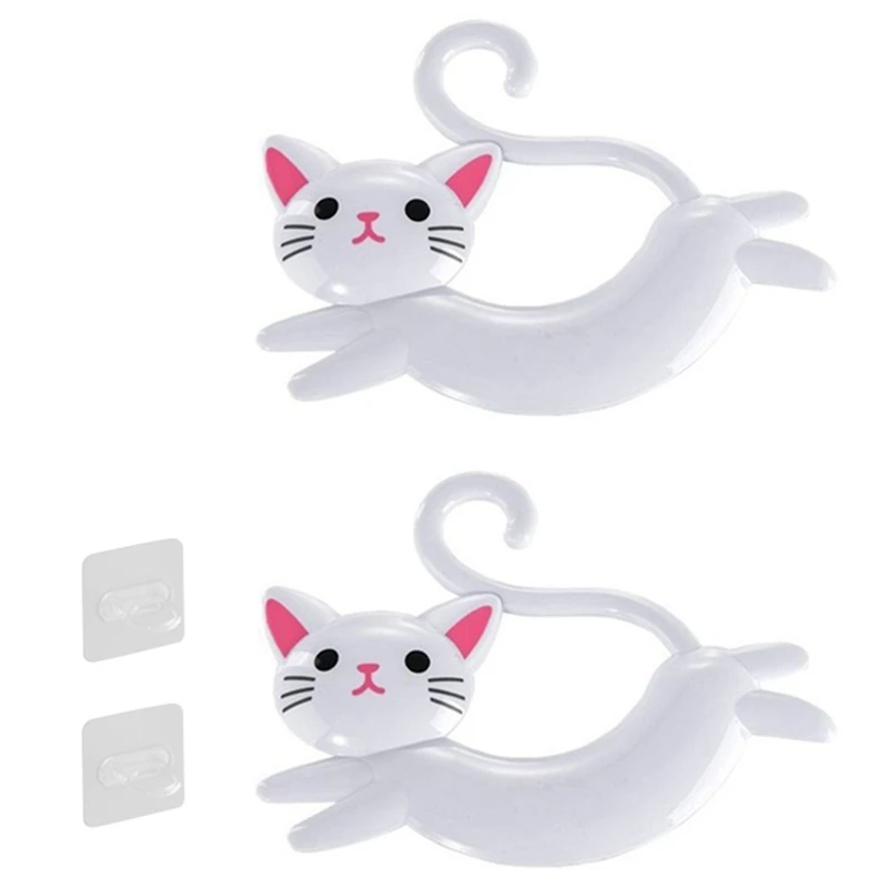 Porte-serviettes mural en forme de chat, serviette mignonne sans poinçon T1, serviette de dessin animé T1 derrière la porte