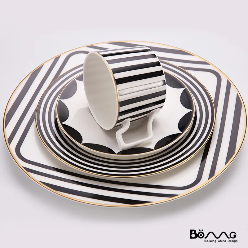 

Hotel room decoration bone china tableware set, cup and wine utensils, fashionable ceramic four piece set, coffee and tea set
