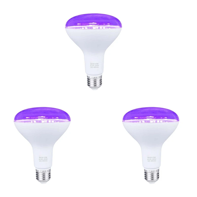 

ELEG-3X E26 15W Ultraviolet UV Lamp Black Light Bulb Fluorescent Detection Lamp 220V/110V Home DJ Party Decoration