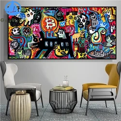 Street Pop Graffiti Art Bitcoin DIY 5D Diamond Painting Full Round Mosaic abstract Picture Diamond Embroidery Rhinestone decor