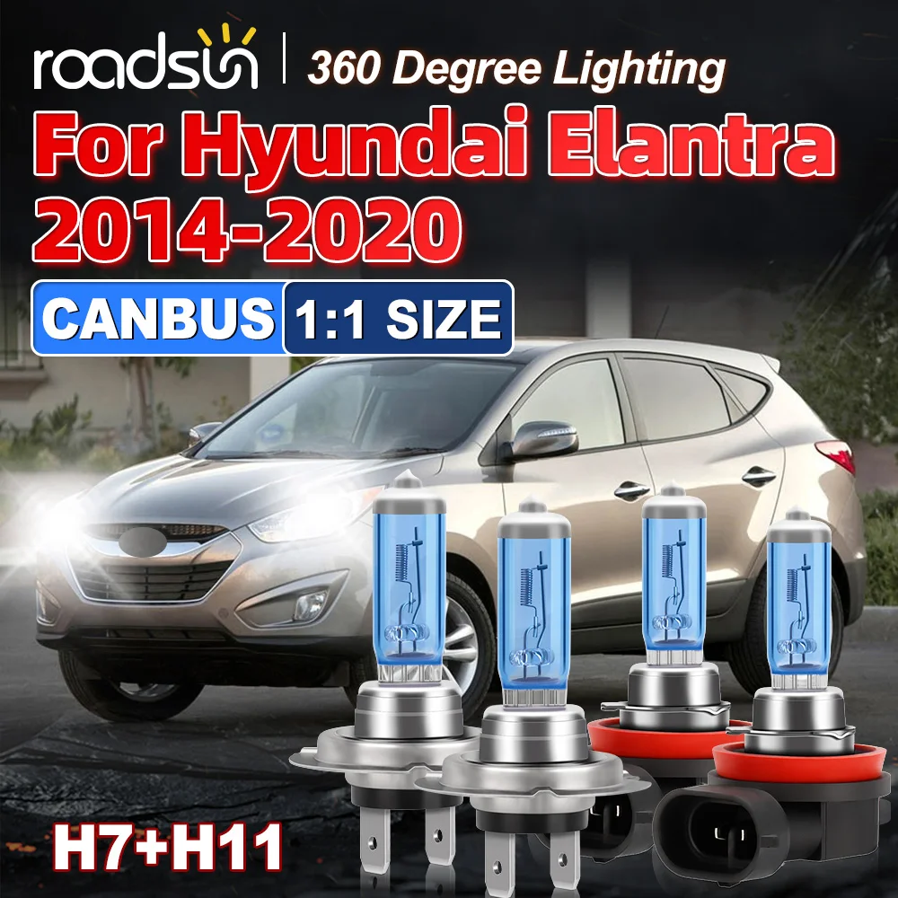 

Светодиодный галогенный фонарь H7 H11 для Hyundai Elantra 2014-2020 6000K Белый Размер 1:1, высокий низкий, простой в установке светодиодные лампы 18000Lm