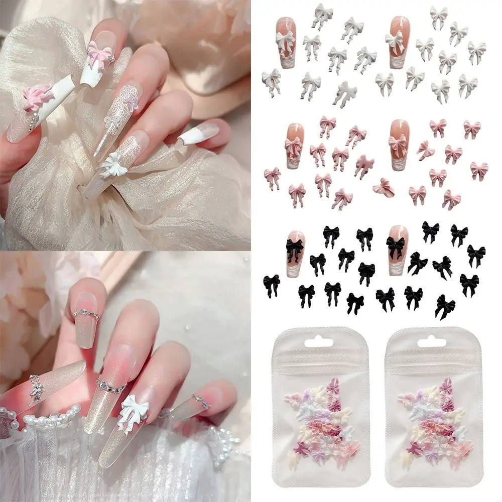 30 peças múltiplas cores fada ondulada pérola laços design minimalista formato de laço resina amuletos de arte de unha material de resina