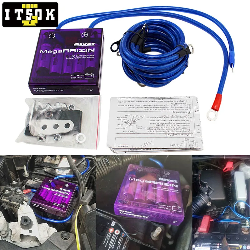 Universal Car Voltage Stabilizer Universal Car Fuel Saver Voltage Stabilizer Regulator Purple With Ground Wires