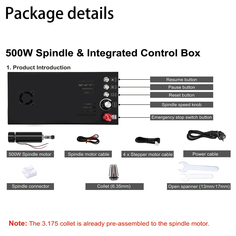 Imagem -06 - Yofuly Cnc Spindle Integrado Caixa de Controle com Porta Usb Caixa de Controle Offline Ferramentas para Gravação a Laser Fresadora 500w